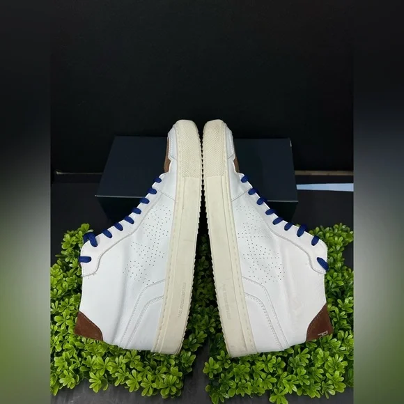 P448 Men White and Brown Suede High-Top Sneakers. Italian leather size 43 - Picture 11 of 13